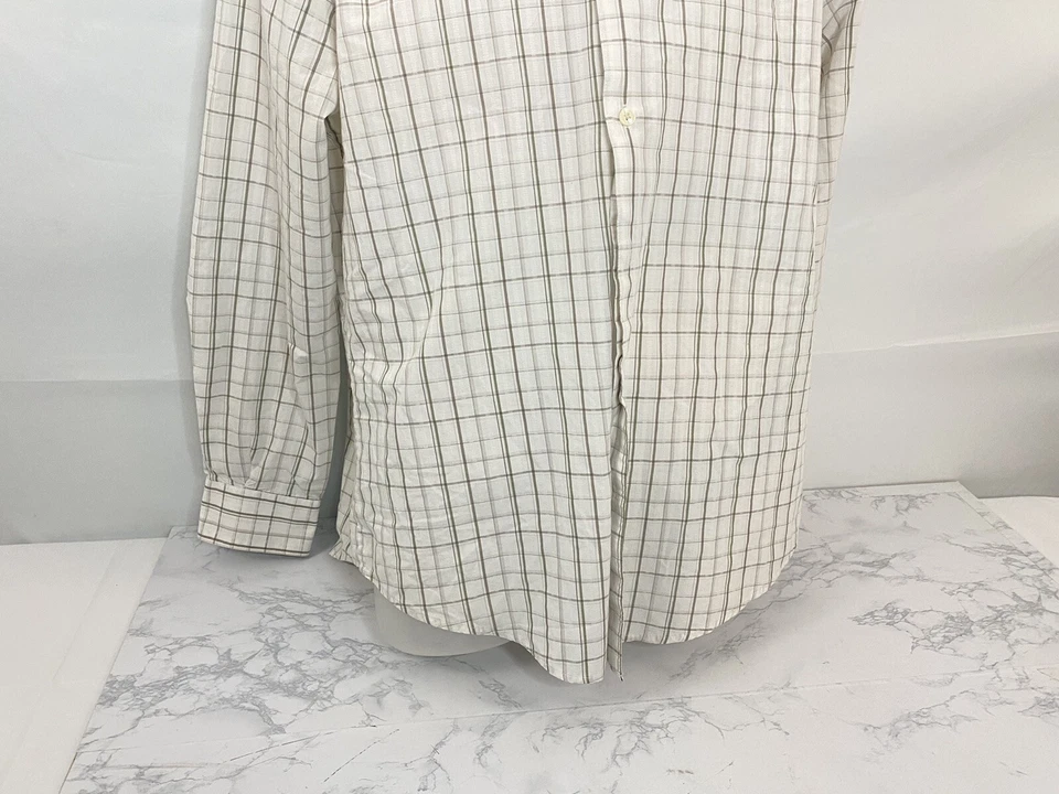 Camisa Axist Calce Moderno Manga Larga Con Botones Para Hombre L Blanca Gris Cuello A Cuadros G1 Foto 3 de 4
