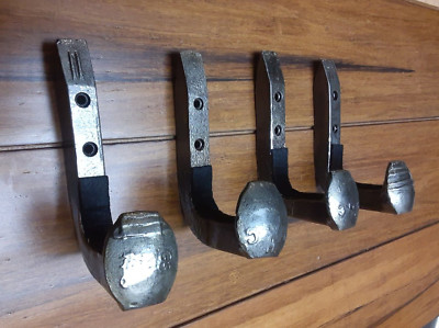 TWO PAIR  Clear Shellac Finish Railroad Spike Wall Gun Rack Hanger Shotgun Rifle
