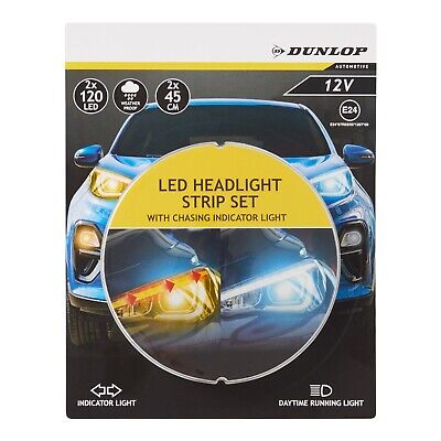 2 Dunlop LED- Streifen 45 cm KFZ Tagfahrlicht Blinker DRL Weiß Gelb Leuchte  PKW