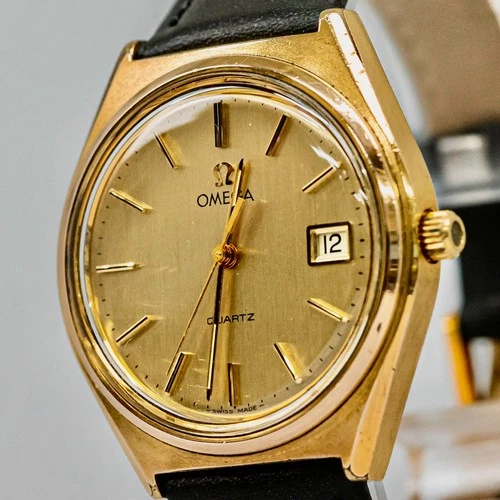 **NEAR MINT** Vintage 1979 OMEGA Seamaster Cal.1370 Qz Push Crown Gold 35mm Mens