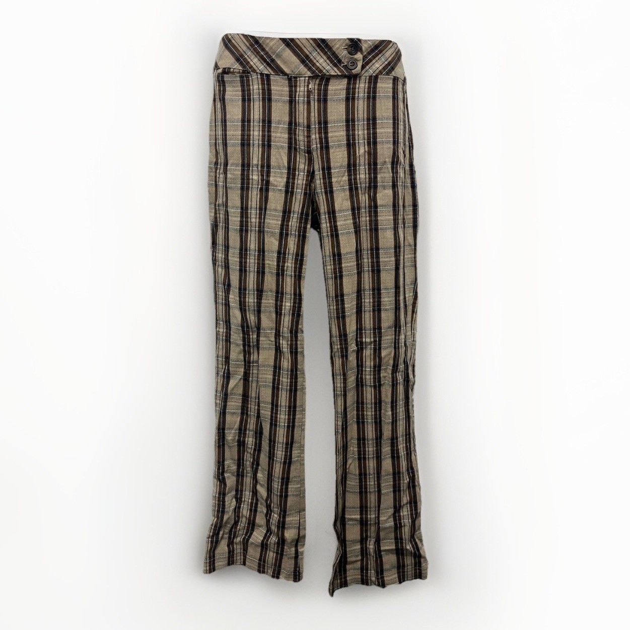 Rare Vintage Y2K RICH Plaid Low Rise Flare Pants Indie size 8-10 27inch