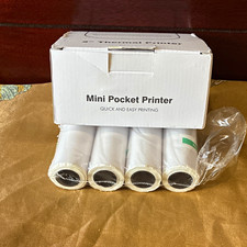 Portable Thermal Mini Pocket Mobile Printer, Black  White, with Paper Rolls