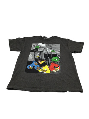Angry Bird Boys Short Sleeve Tshirt Charcoal Heather Sz Large