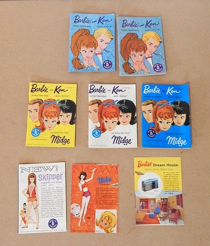 Lot of 8 Vintage 1962 Mattel Barbie, Ken, Midge Fashion Booklets & Flyers