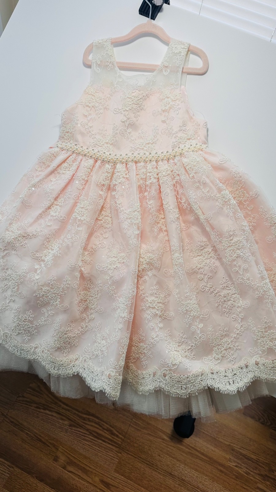 Girls Pearl Color Elegant Dress – Perfect for Special Events