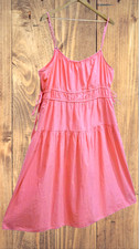 Universal Thread Pink Pleated A-Line Midi Sundress Spaghetti Strap Bow Sz. L EUC