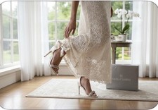 Oleg Cassini Melania Bow Rhinestone Heel Ivory Women's US Size 7 NWB
