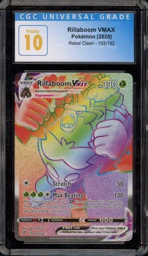 Pokemon Rillaboom VMAX Rebel Clash Secret Rare #193 CGC 10 Pristine