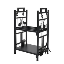 Heavy Duty Metal Firewood Log Rack Wood Storage Firewood Holder Indoor & Outdoor