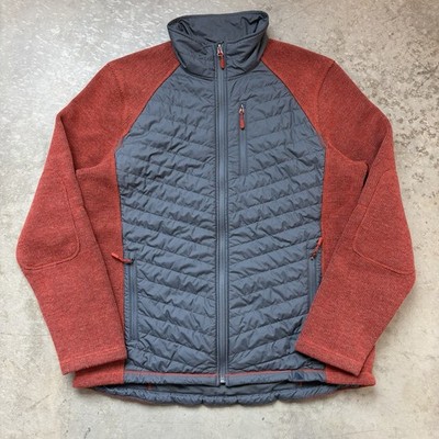 LL Bean Primaloft Hybrid Jacket Wool Blend Full Zip Two Tone Elbow Patches Large