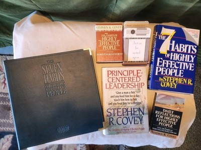STEPHEN R COVEY  7 HABITS EFFECTIVE PEOPLE, Daily, Flash Cards 2 Books & Binder 