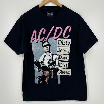 AC/DC Dirty Deeds Done Dirt Cheap Graphic T-Shirt Mens Large Black Rock Band Tee
