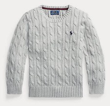 NWT, Boys Polo Ralph Lauren Gray Cable Knitted Sweater. Size 2T. Eu 92