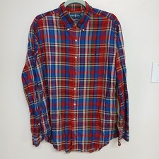 Ralph Lauren Classic Fit Shirt Button Down Long Sleeve Plaid Size L 100 Cotton