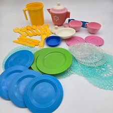 Vintage Fisher Price Play Tea Set Cups and Kitchen Utensils Lot