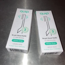 LOT OF 2 - Quip Adult Electric Toothbrush Replacement Brush Head - Soft Bristles