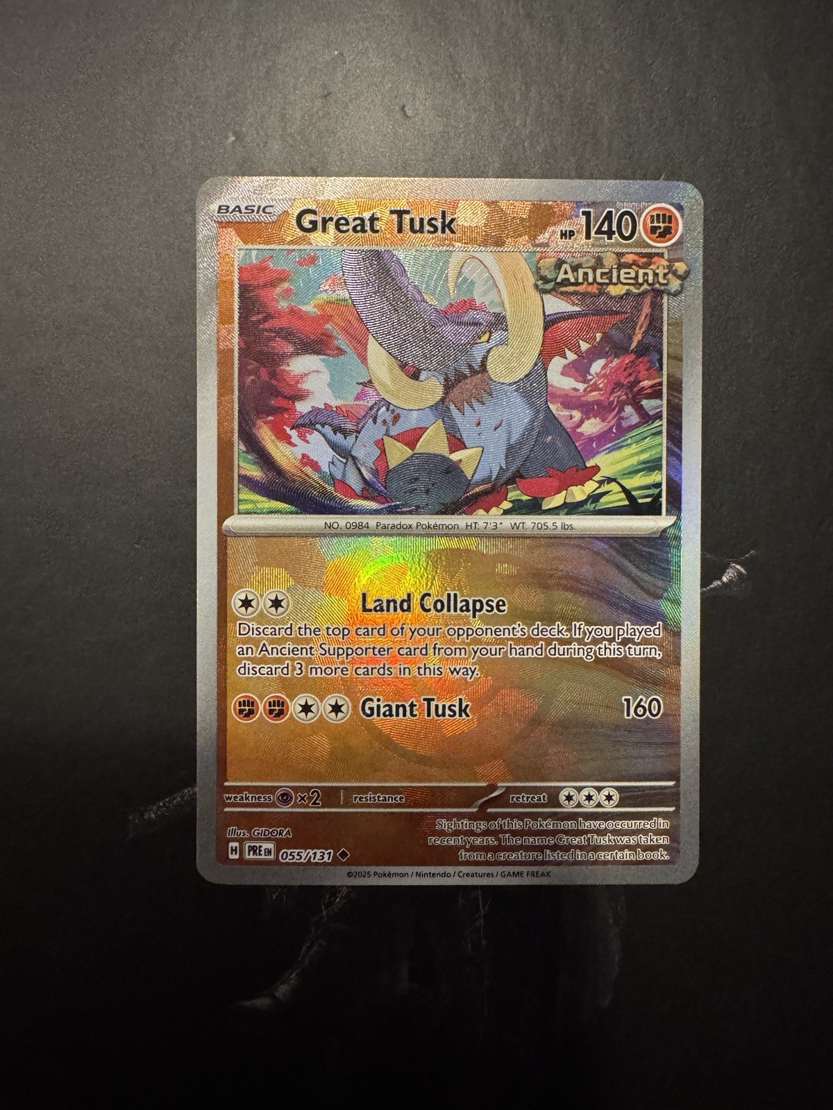 Great Tusk (Master Ball Pattern) 055/131 SV: Prismatic Evolutions Pokemon NM