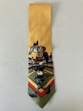 1992 Warner Bros. Men's Necktie Tie Silk Bugs Bunny Wiley Coyote Baseball 57"