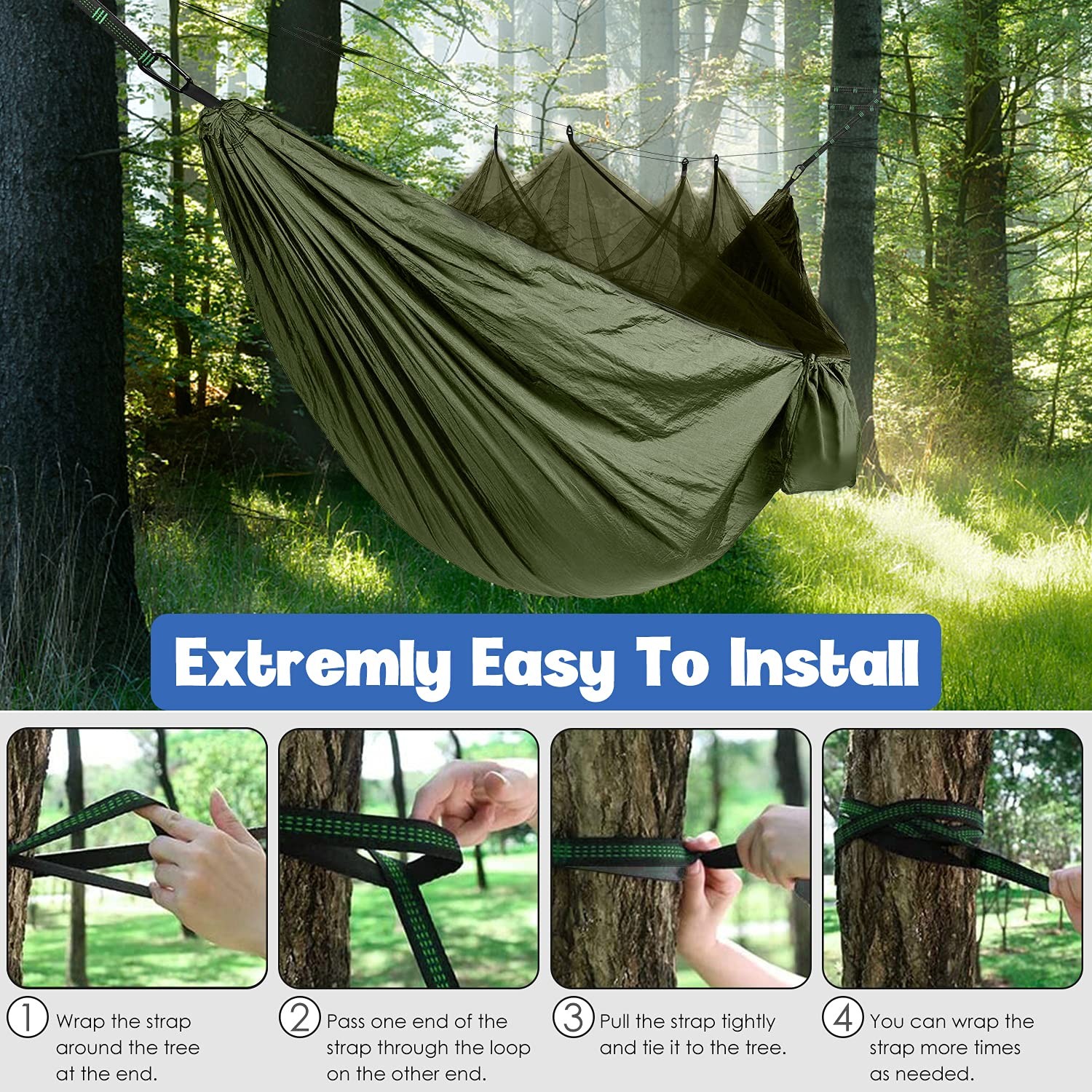 Gold Armour Camping Hammock - Camping Essentials, Double Hammock with Bug Net...