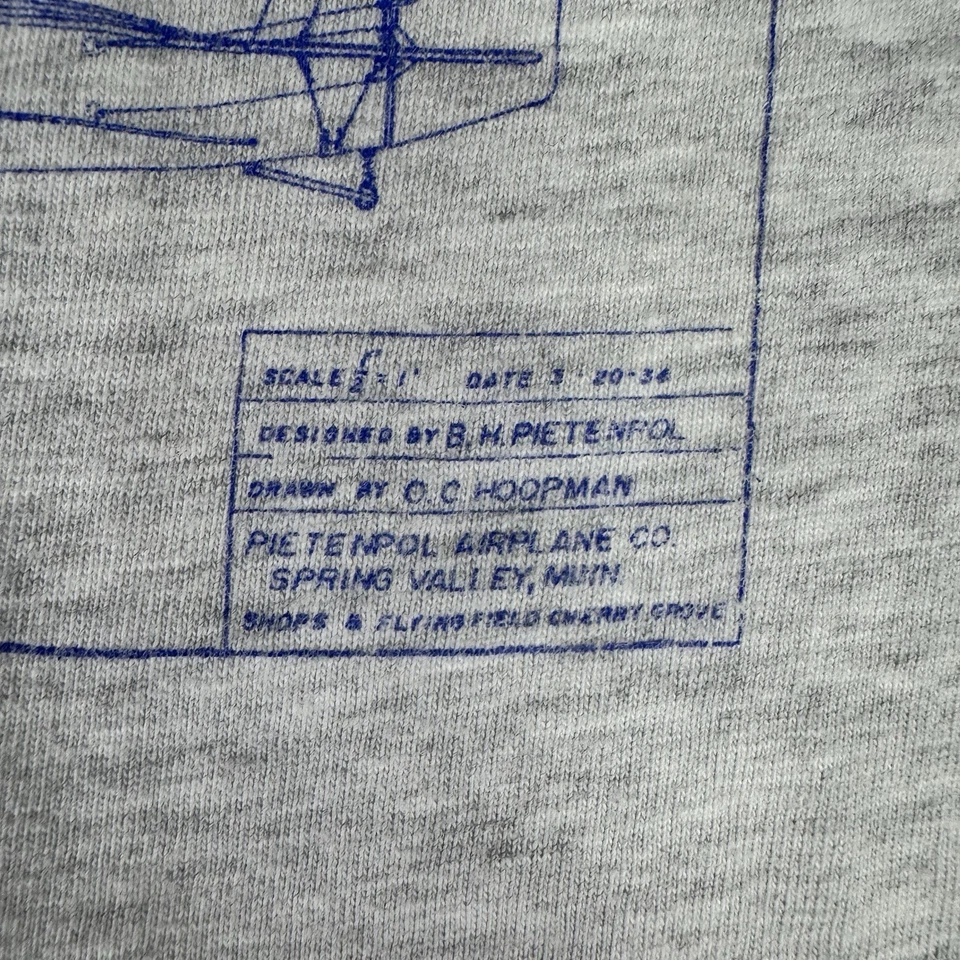 Camisa Pietenpol Air Camper Vintage Esquemática Gris Para Hombre Talla XL Avión Y2k Foto 3 de 4