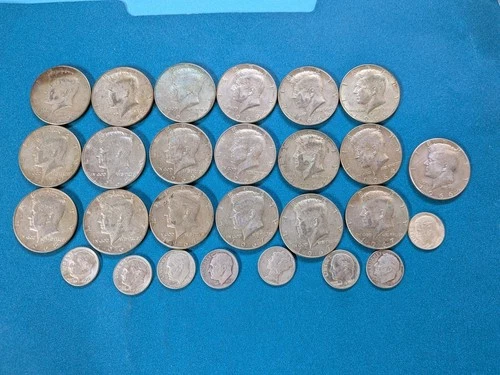 Silver Coins Half Dollars Kennedy Dimes Roosevelt Liberty Circulated