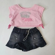 Build A Bear Pink Shirt Blue Denim Skirt Crown Princes Where's My Owner? Teddy