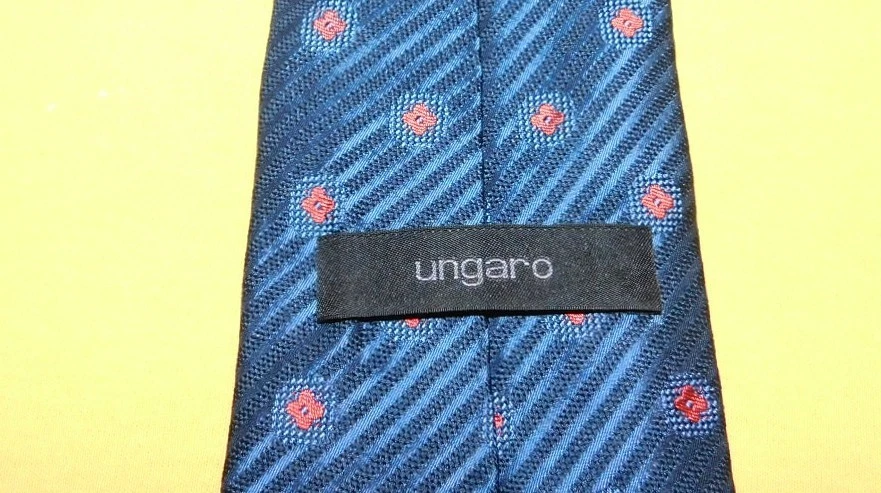 CORBATA HÚNGARO PARÍS HECHA EN ITALIA AZUL/NARANJA A RAYAS/FLORAL - CORBATAS DE DISEÑADOR. Foto 3 de 4