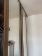 Sliding Wardrobe Doors Set of 3 Mirrored Laminate Wood