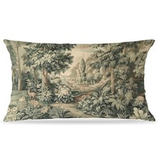 Vintage French Country Forest Throw Pillow Cover 12x20 Double-Sided, Rustic