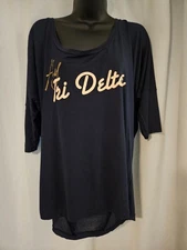 Y2k 2000s Tri delta sorority American apparel viscose t shirt tunic womens SZ L