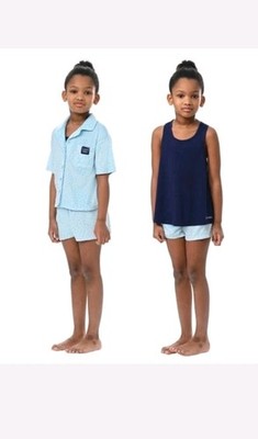 Ck Calvin Klein-Short Sleeve Button-down Shirt and Shorts Pajama Set 3 NEW Girls