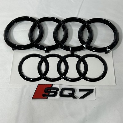 3pc Audi Q7/SQ7 Front Grille 12.40  & Rear 4.3  Emblem Rings Gloss Black