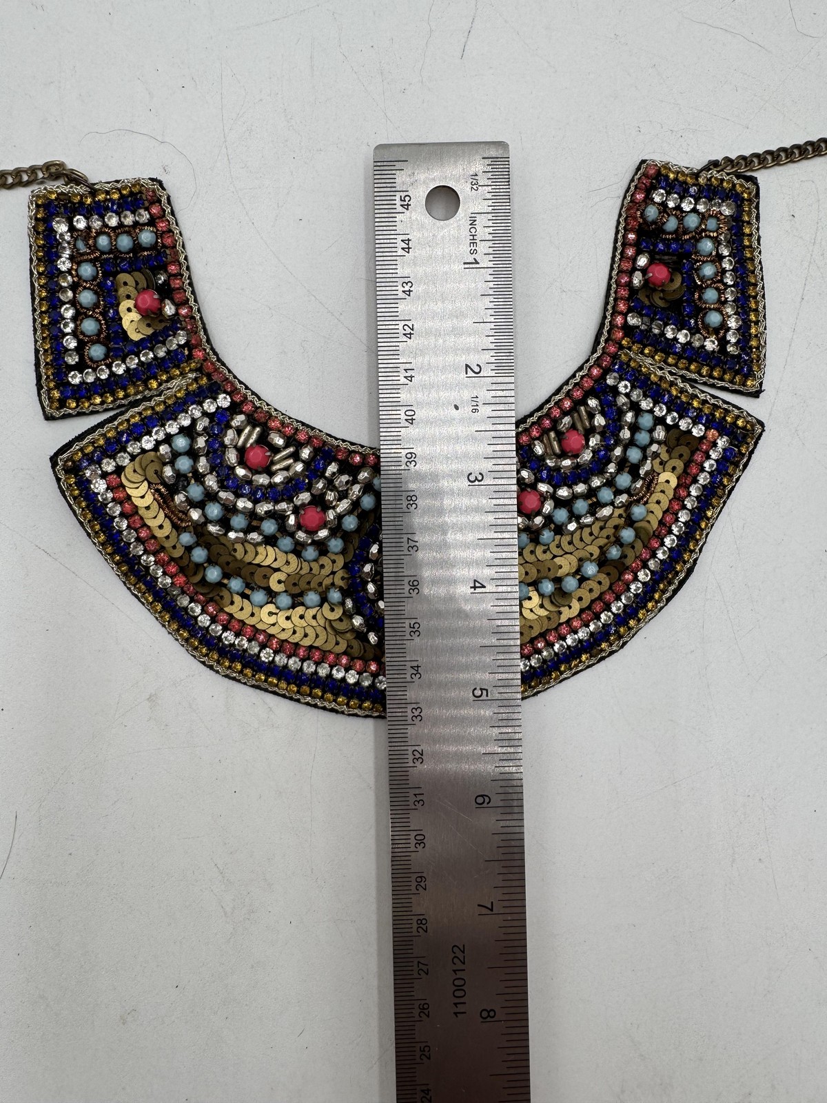 Statement Bib Necklace Rhinestone Sequin Collar M… - image 11