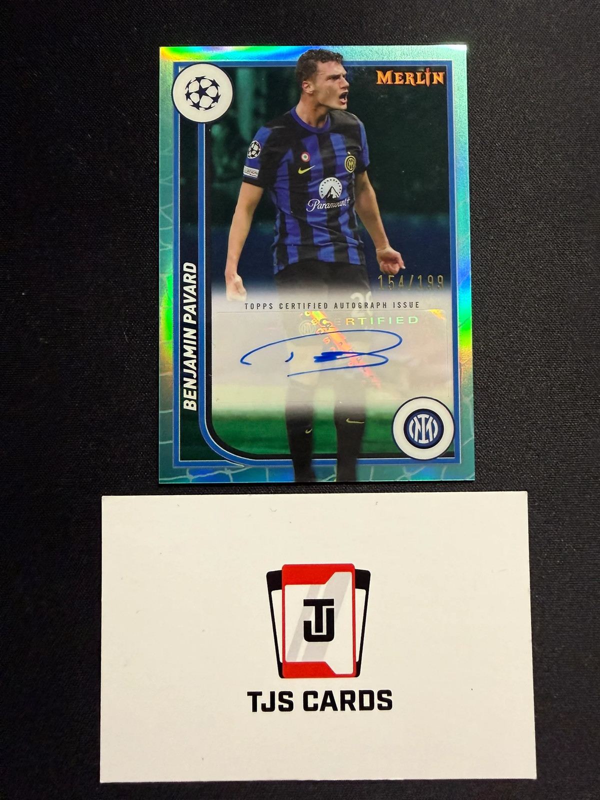 Benjamin Pavard - Aqua Auto /199 - TOPPS Merlin Chrome UCC 2023/24