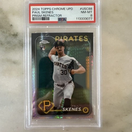 2025 Tops Chrome Update Paul Skenes USC88 Prism Recractor PSA 8
