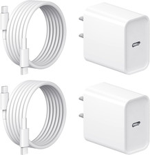 Iphone 17 16 15 Charger Fast Charging 2 2Pack 20W USB C Wall Charger with 6FT Fa
