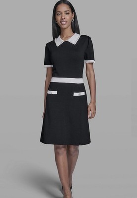KARL LAGERFELD PARISWomen's Contrast Collared Sweater Dress M