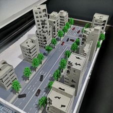 N Scale Diorama Street Buildings Model City Train Railway Sand Table Layout Gift