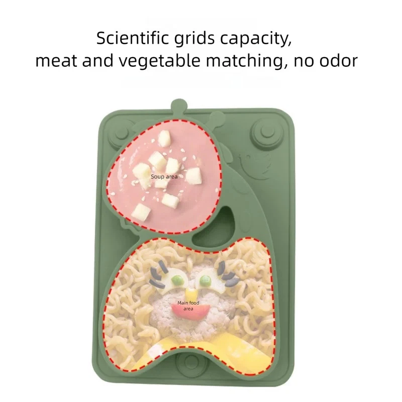 Geteilter Silikonteller für Kinder mit niedlichem Giraffen Motiv BPA frei - Bild 3 von 4