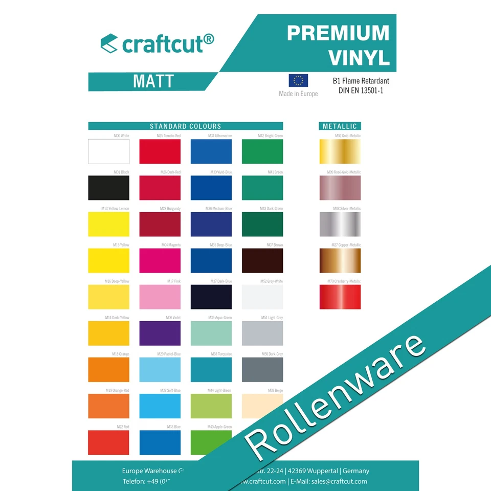 craftcut - Vinylfolie / Plotterfolie - matt - Meterware, Breite: 30,5 cm