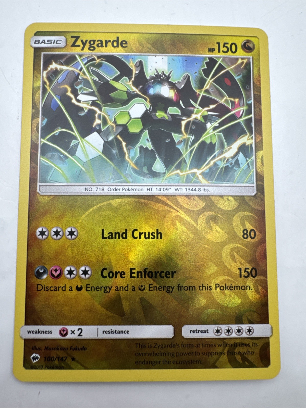 Zygarde 100/147 Reverse Holo Burning Shadows Pokemon Card Near Mint