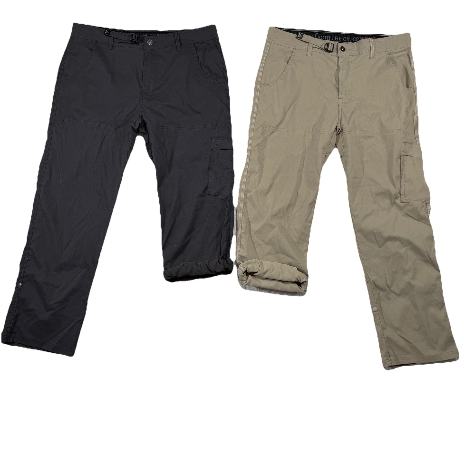 Lot of 2 Prana Zion Cargo Pants Mens LX30 Brown Gray Outdoor Hiking Tab Hem F16