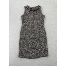 Talbots Tweed Sheath Pencil Dress Womens 10P Sleeveless Knee Length Wool Blend