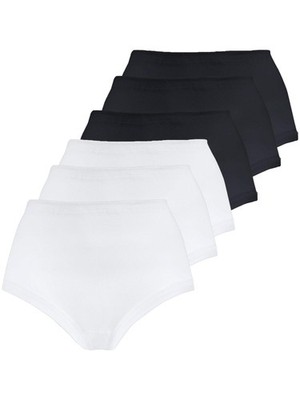 Nina von C. Fine Cotton 6er Pack Taillenslip|100% Baumwolle | 38-54 weiß schwarz