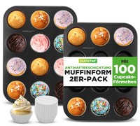 Nutrichef Muffin Backform Set 24Er Antihaft Karbonstahl Inkl. 100 PapierföRmchen