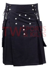 Men's Modern Utility Kilt Made Of Cotton Cloth With Two Side Detachable Pockets
