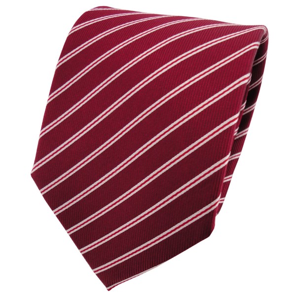 Tigertie Seidenkrawatte Rot Rubinrot Dunkelrot Silber Gestreift - Krawatte Seide-image