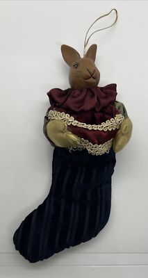 Mark Roberts Bunny Stocking Ornament Christmas Rabbit Hare in Velour 7 