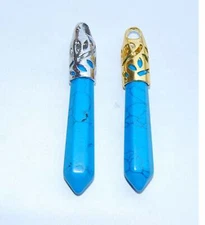 Blue Howlite Turquoise Pendant Gold/Silver Plated Size 10x60 mm Sold per Piece
