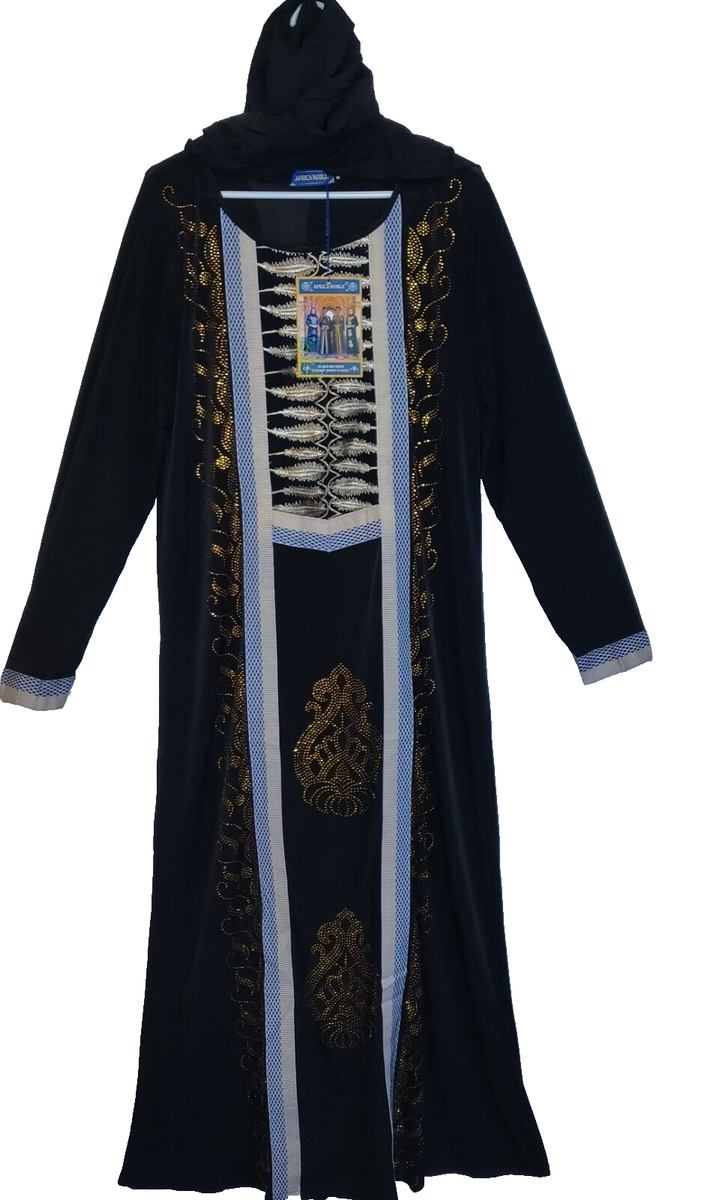 Africa Noble Dress Gown Abaya QUEEN Embroidery Rhinestones Kaftann African  L NWT | eBay